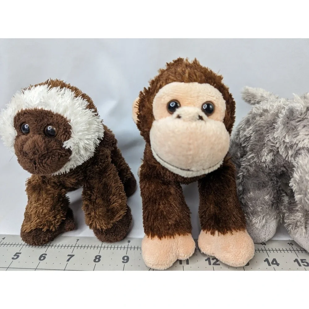 Aurora Monkey Chimp Hippo Plush‎ Lot 6 7 Inch Brown Gray Stuffed Animal Toy